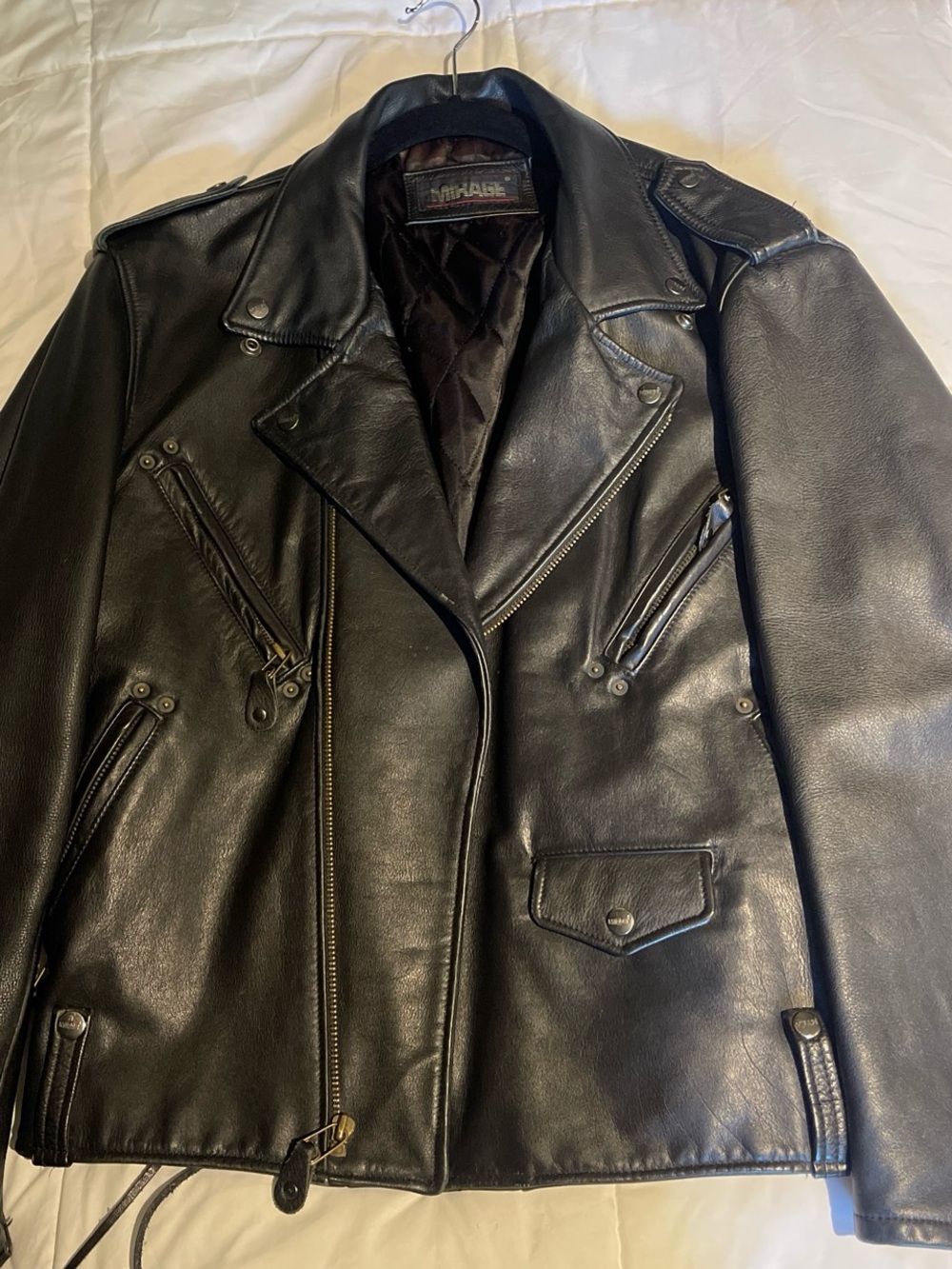 Classic Black Leather Moto Jacket by Mirage